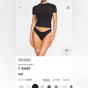SKIMS Black Cotton Jersey T-Shirt